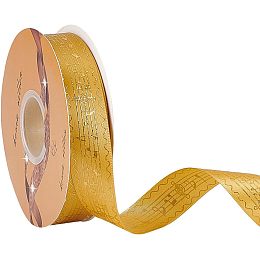 48 Yards Musical Note Ribbon, Gold Polyester Musical Notes Craft Ribbon Single Face Hot Stamping Satin Ribbon for Gift Packaging Party Decoration Sewing Craft