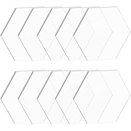 BENECREAT 10PCS 2.3x2.7 Inch Clear Acrylic Sheet 3mm Thick Hexagon Cast Sheet for Decoration, Wedding Table Sign, Coasters and Other DIY Project