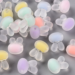 Honeyhandy Transparent Acrylic Beads, Frosted, Bead in Bead, Rabbit Head, Mixed Color, 15.5x12x9.5mm, Hole: 2mm, about 480pcs/500g
