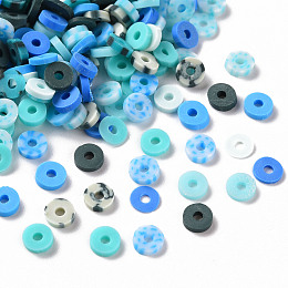 Honeyhandy Handmade Polymer Clay Beads, Heishi Beads, for DIY Jewelry Crafts Supplies, Disc/Flat Round, Medium Turquoise, 4.5x1.5mm, Hole: 1.5mm, about 2050pcs/50g