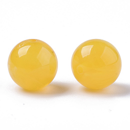 Honeyhandy Acrylic Beads, Imitation Beeswax, Round, Gold, 10mm, Hole: 1.8mm