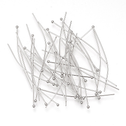 Honeyhandy 304 Stainless Steel Ball Head Pins, Stainless Steel Color, 40x0.7mm, 21 Gauge, Head: 12mm, about 83pcs/10g