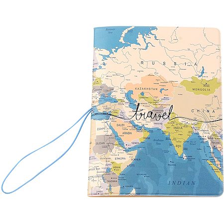 CREATCABIN Passport Holder Moccasin World Map Travel Passport Case Cover Wallet with Card Case Pouch Elastic Band Closure for Business Credit Cards Boarding Passes Women and Men