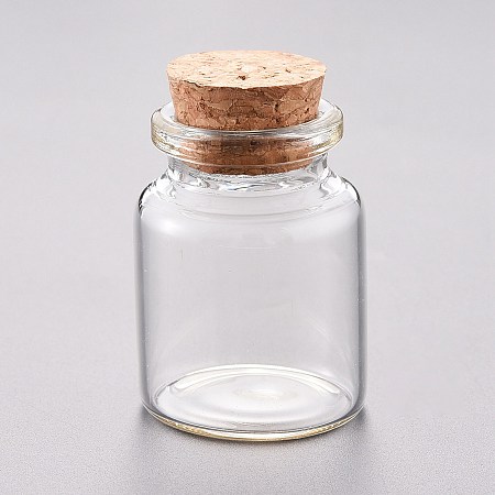Honeyhandy Glass Bead Containers, with Cork Stopper, Wishing Bottle, Clear, 3x4cm, Capacity: 15ml(0.5 fl. oz)