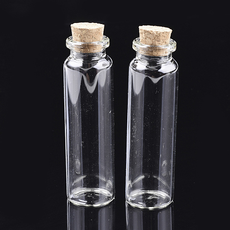 Honeyhandy Glass Jar Glass Bottles Bead Containers, with Cork Stopper, Wishing Bottle, Clear, 75x22mm, Hole: 12.5mm, Capacity: 28ml(0.94 fl. oz)