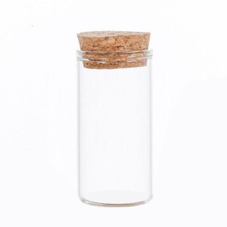 Honeyhandy Mini High Borosilicate Glass Bottle Bead Containers, Wishing Bottle, with Cork Stopper, Column, Clear, 6x3cm, Capacity: 25ml(0.85fl. oz)