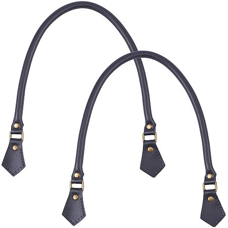 CHGCRAFT 2pcs Black Leather Replacement Handles Purses Straps Cowhide Leather Purse Handles for DIY Bag Handles Replacement Accessories 23.6 inches
