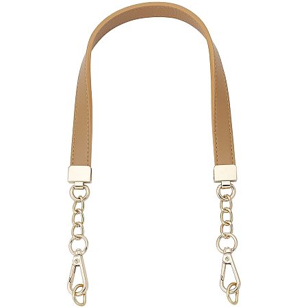 Arricraft Purse Handle Chain Strap 24.2inch PU Leather Shoulder Strap with Gold Metal Hardware Replacement Chain Strap for Handbag Crossbody Bag Clutch Bag Accessories DIY Bag Making Supplies, Yellow