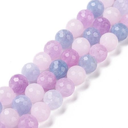 Honeyhandy Natural Aquamarine & Rose Quartz & Amethyst Beads Strands, Faceted, Round, 10x10mm, Hole: 1mm, about 39pcs/strand, 15.20''(38.6cm)