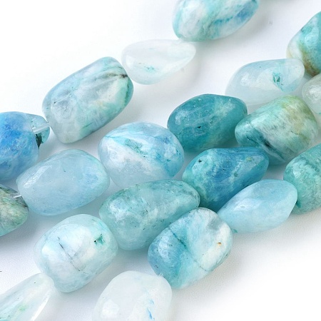 Honeyhandy Natural Hemimorphite Beads Strands, Tumbled Stone, Nuggets, 11~20x7~13mm, Hole: 1mm, about 29~30pcs/strand, 15.3~15.7 inch(39~40cm)
