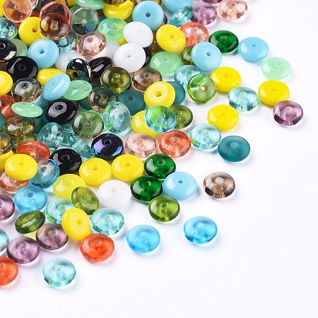 Arricraft Czech Glass Beads, Frosted, Disc, Mixed Color, 6x2mm, Hole: 0.9mm, about 720pcs/bag
