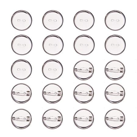ARRICRAFT 50 Pcs Iron Brooch Clasps Pin Disk Base Pad Bezel Blank Cabochon Trays Backs Bar Diameter 23mm for Badge, Corsage, Name Tags and Jewelry Craft Making Platinum