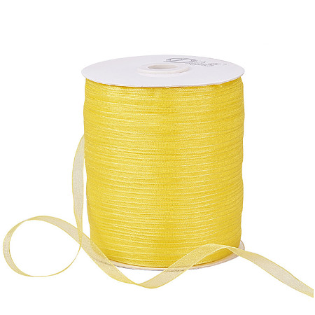 Honeyhandy Organza Ribbon, Galloon, Yellow, 1/4 inch(6mm), 500yards/Roll(457.2m/Roll)