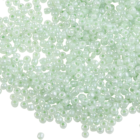 PandaHall Elite 8/0 Round Glass Seed Beads Diameter 2-3mm Opaque Pale Green Loose Pony Beads for Jewelry Making, about 1500pcs/bag