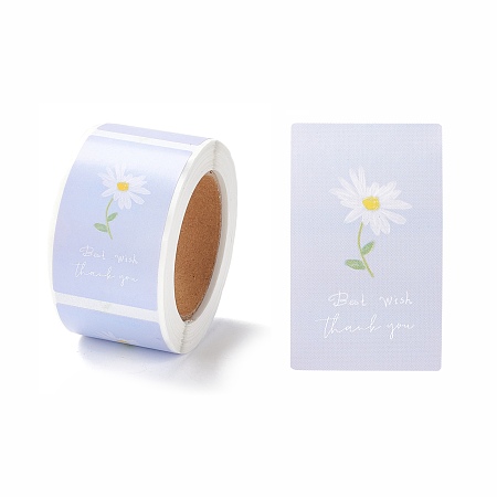 Honeyhandy Thank You Stickers Roll, Rectangle Paper Gift Tag Stickers, Adhesive Labels Stickers, Purple, 3.4x6cm