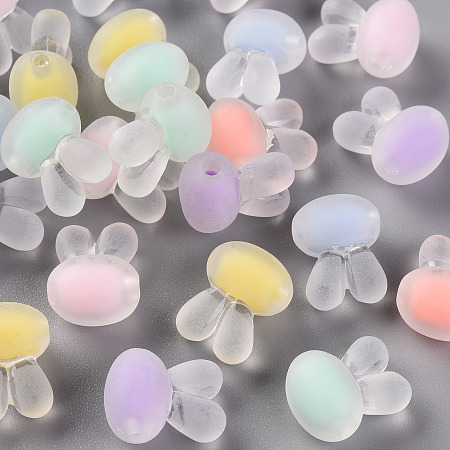 Honeyhandy Transparent Acrylic Beads, Frosted, Bead in Bead, Rabbit Head, Mixed Color, 15.5x12x9.5mm, Hole: 2mm