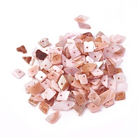 Nbeads Shell Beads, Dyed, Nuggets, Pink, 6.2~15.2x4.3~7.3x0.4~3.8mm, Hole: 1mm