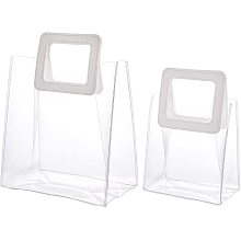 GORGECRAFT 2pcs Waterproof Transparent PVC Handbag Clear Big Capacity Handbag Reusable Bags for Shopping Gym Sports Security Travel Beach Lunch Box Restaurant Takeouts