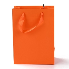 Honeyhandy Rectangle Paper Bags, with Handles, for Gift Bags and Shopping Bags, Orange Red, 22x16x0.6cm