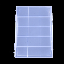 Honeyhandy Plastic Bead Storage Containers, 15 Compartments, Rectangle, Clear, 28.5x19.5x2.2cm, Compartment: 53.5x60mm