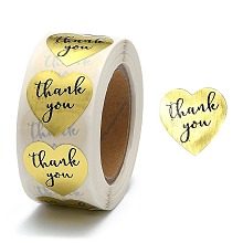 Honeyhandy 1 Inch Thank You Stickers, Self-Adhesive Kraft Paper Gift Tag Stickers, Adhesive Labels, Heart Shape, Gold, Heart: 25x25mm, 500pcs/roll