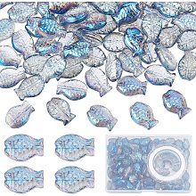 SUNNYCLUE 1 Box Glass Fish Beads Ocean Animal Spacer Bead Fish Beads for Jewelry Making Summer Sea Beading Supplies Bracelet Making Kit Elastic Crystal Thread Necklace Craft Supplies Sky Blue