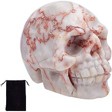 SUNNYCLUE Skull Statue Crystal Stone Figurines Decor Human Skeleton Sculpture Mini Reiki Healing Quartz Stone Natural Gemstone Carved for Home Halloween Party Decorations, Netstone