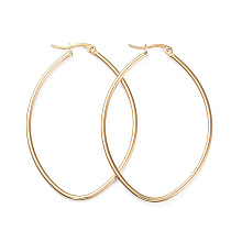 Honeyhandy 201 Stainless Steel Hoop Earrings, with 304 Stainless Steel Pins, Oval, Golden, 58x40x2mm, 12 Gauge, Pin: 1x0.7mm