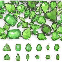 CHGCRAFT 140Pcs 12 Styles Sew On Glass Rhinestones Crystals Rhinestones Faceted Glass Rhinestone Multi-Strand Links with Sewing Claw for Craft Jewelry Making Champagne, Green