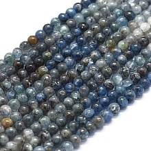 Honeyhandy Grand A Natural Kyanite/Cyanite/Disthene Quartz Beads Strands, Gradient Style, Round, 4.5~5mm, Hole: 0.5mm, about 88~92pcs/strand, 15.35 inch(39cm)