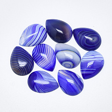 Honeyhandy Natural Banded Agate/Striped Agate Cabochons, Dyed, Teardrop, Blue, 25x18x6~7mm