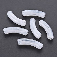 Honeyhandy Transparent Acrylic Beads, Imitation Gemstone Style, Curved Tube, White, 33x8x10.5mm, Hole: 1.6mm, about 300pcs/500g