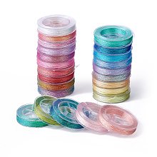 12 Rolls 12 Colors 6-Ply PET Polyester Cord, for Jewelry Making, Blue, 0.4mm, about 18~20m/roll, 1 roll/color