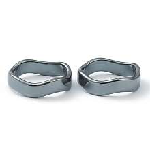 Honeyhandy Non-magnetic Synthetic Hematite Finger Rings, Wave, US Size 12 1/4(21.5mm)