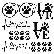 Gorgecraft 8 Sheets 4 Style Waterproof Heart & Bear Paw Pattern PET Car Decals Stickers, for Cars Motorbikes Luggages Skateboard Decor, Black, 80~170x78~124mm, 2 Sheets/style