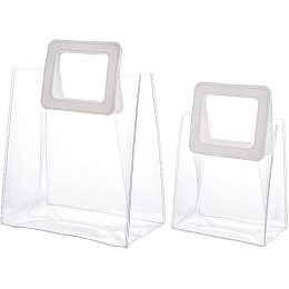 GORGECRAFT 2pcs Waterproof Transparent PVC Handbag Clear Big Capacity Handbag Reusable Bags for Shopping Gym Sports Security Travel Beach Lunch Box Restaurant Takeouts