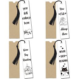 GLOBLELAND 4Set Acrylic Bookmark Inspiring Clear Rectangle Acrylic Bookmarks Cat Theme Book Marker Tags with Tassels for Graduation Birthday Gift, 4.7"x1.1"/120x28mm