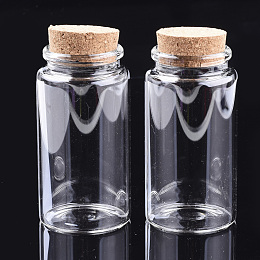 Honeyhandy Glass Jar Glass Bottles Bead Containers, with Cork Stopper, Wishing Bottle, Clear, 91x47mm, Hole: 32mm, Capacity: 158ml(5.34 fl. oz)