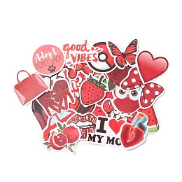 Honeyhandy Mix Pattern Cartoon Stickers, Vinyl Waterproof Decals, for Water Bottles Laptop Phone Skateboard Decoration, Red, 2.4x3x0.02cm, 50pcs/bag