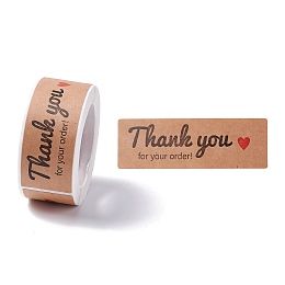 Honeyhandy Rectangle Thank You Theme Paper Stickers, Self Adhesive Roll Sticker Labels, for Envelopes, Bubble Mailers and Bags, Peru, Heart Pattern, 7.5x2.5x0.01cm, 120pcs/roll