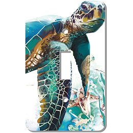 CREATCABIN 2Pcs Turtles Starfish in Ocean Single Gang Toggle Light Switch Wall Plate Cover Acrylic Electrical Outlet Wallplates for Bedroom Kitchen Accessories Home Decor, 2.7 x 4.6 Inch