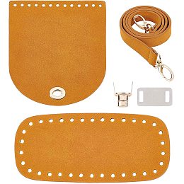 CHGCRAFT DIY Knitting Crochet PU Leather Bag Nail Bottom Shaper Mat Insert Cushion Base with Holes Snap Hook Clasps Fit for Handbag Brown