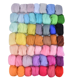 Honeyhandy Needle Felting Wool, Fibre Wool Roving for DIY Craft Materials, Needle Felt Roving for Spinning Blending Custom Colors, Mixed Color, about 3.3g/bag, 1 bag/color, 50 bags/set