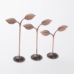Honeyhandy 3 Pcs Iron Earring Displays Sets, Bean Sprout Shape Earrings Display Stand, Saddle Brown, 97x85x35mm, 113x85x35mm, 135x85x35mm, 3pcs/set