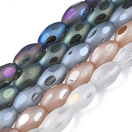 Arricraft Frosted Electroplate Glass Beads Strands, Oval, Mixed Color, 13x8mm, Hole: 1.2mm, about 60pcs/strand, 30.71 inch(78cm)