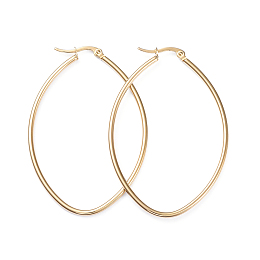 Honeyhandy 201 Stainless Steel Hoop Earrings, with 304 Stainless Steel Pins, Oval, Golden, 58x40x2mm, 12 Gauge, Pin: 1x0.7mm