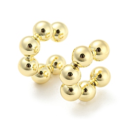 Honeyhandy Brass Round Beaded Cuff Earrings, Non Piercing Earrings, Real 18K Gold Plated, 22x8x25mm