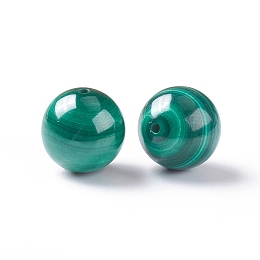 Honeyhandy Natural Malachite Beads, Half Drilled, Round, 10.5mm, Hole: 1.2mm