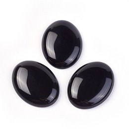 Honeyhandy Natural Black Agate Cabochons, Oval, 40x30x6~8mm