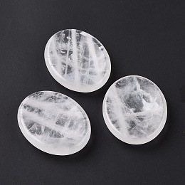 Honeyhandy Oval Natural Quartz Crystal Thumb Worry Stone for Anxiety Therapy, 45.5x35.5x8.5mm